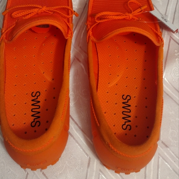 New Swims Men 15 Braided Lace Lux Orange Driver Loafers Shoes Breathable Mesh - Picture 8 of 9